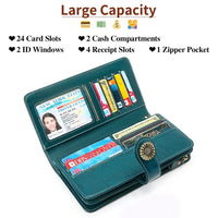 Load image into Gallery viewer, Blocking Leather Women&#39;s Wallet with Zipper Lock and Wristlet
