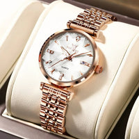 Load image into Gallery viewer, Women&#39;s Rose Gold Diamond Analog Quartz Watch
