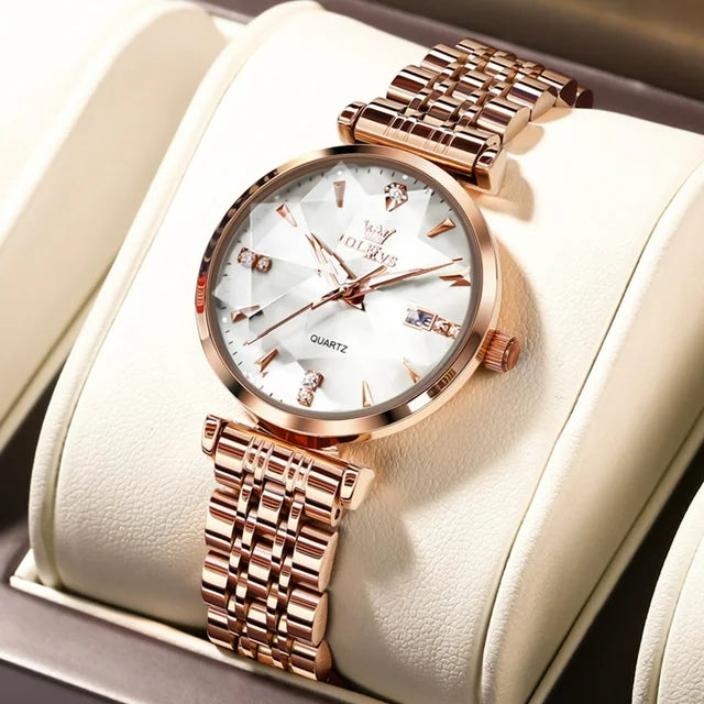 Women's Rose Gold Diamond Analog Quartz Watch