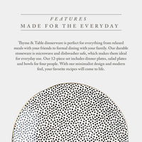 Load image into Gallery viewer, Elegant Black &amp; White Dot Stoneware 12-Piece Dinnerware Set
