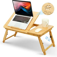 Load image into Gallery viewer, Lap Desk Bamboo Adjustable Bed Table - Multi-Use Laptop Tray Stand
