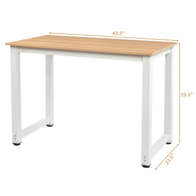 Spacious Wood Computer Desk with Sturdy Metal Frame - Oak