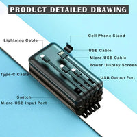 Load image into Gallery viewer, 20000mAh Portable Power Bank Charger with 4 Cables - Fast USB Charging
