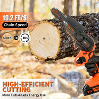 Load image into Gallery viewer, 6&quot; Mini Chainsaw Cordless with 2 Batteries &amp; 2 Chains for Wood Cutting
