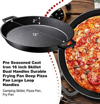 Load image into Gallery viewer, Pre Seasoned Cast Iron 16 inch Skillet Dual Handles Durable Frying - 2&quot; Deep
