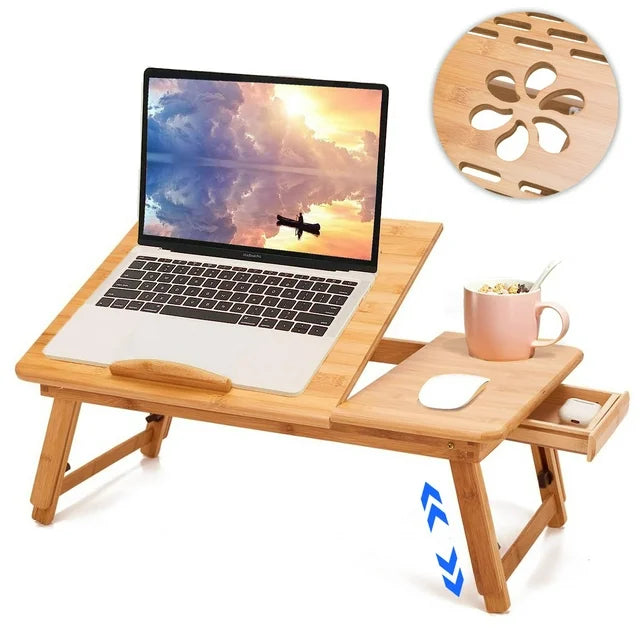 Lap Desk Bamboo Adjustable Bed Table - Multi-Use Laptop Tray Stand