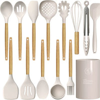 Load image into Gallery viewer, Premium 14-Piece Silicone Cooking Utensil Set with Wooden Handles
