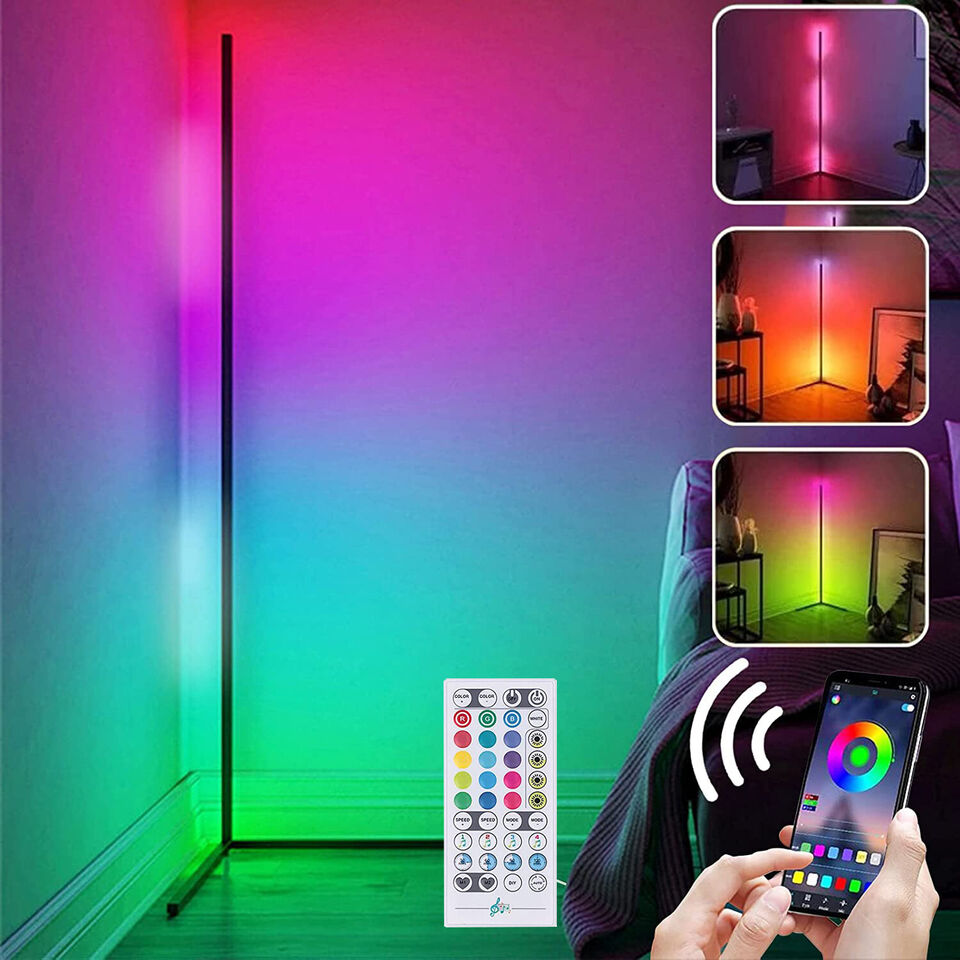 59'' RGBIC Corner Floor Lamp Dimmable Mood Light LED Light Bedroom APP Control