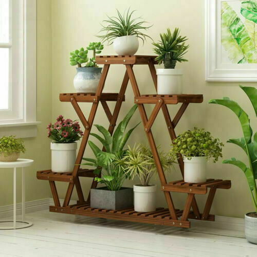 Wood Plant Stand Indoor Outdoor Carbonized